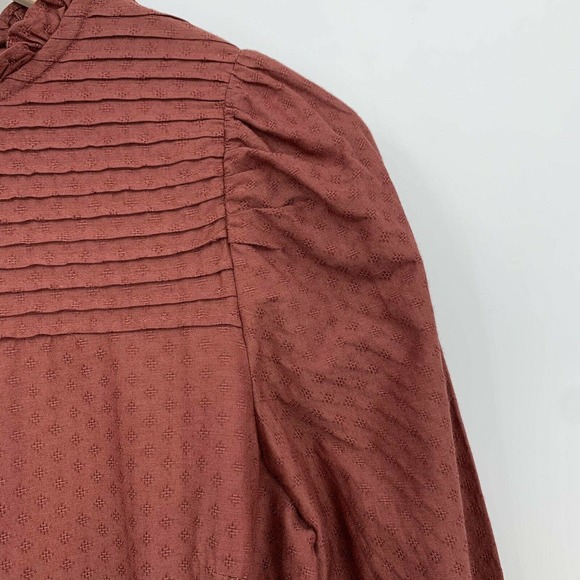 Universal Thread Midi Dress Size S Crew Neck Boho Long Sleeve Ruffle Flowy Pink - Picture 4 of 12